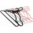 thumbnail image 2 of 10 Pack Plastic Pearl Beaded Bow Clothes Dress Coat Hangers Closet Coat Storage Organizer, 16 Inches Width (Black), 2 of 10