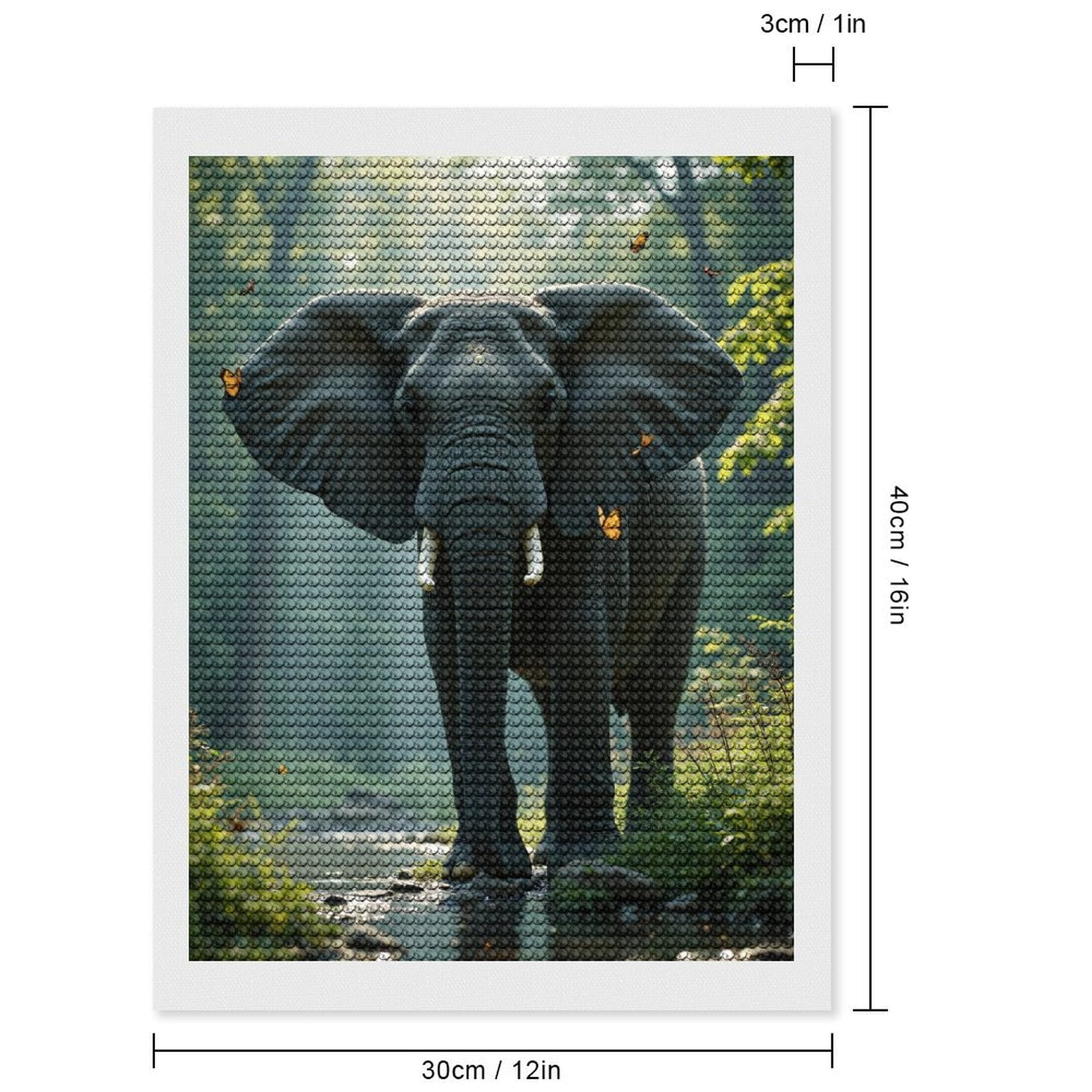 Diamond Art Kits for Adults, Elephant In Forest With Butterflies 5D Diamond Painting Kits for Adults Beginners, DIY Full Drill Diamond Painting, Gem Art and Crafts 12x16