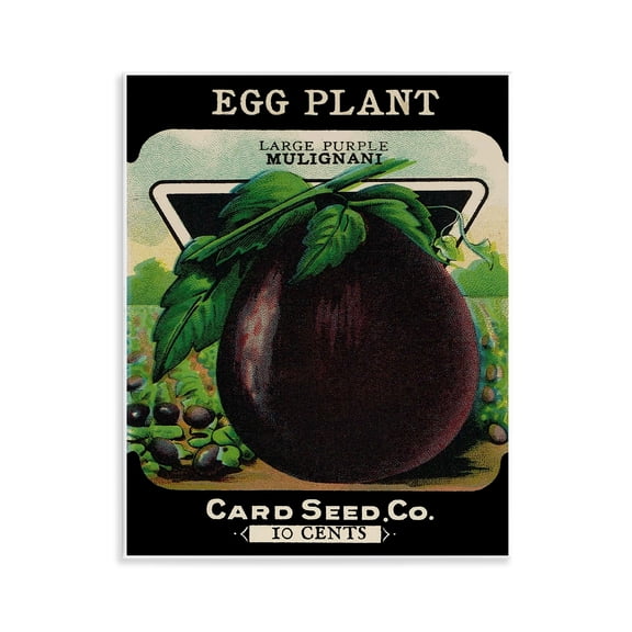 Stupell Industries Vintage Gardening Eggplant Food & Beverage Painting Unframed Art Print Wall Art, 11 x 14