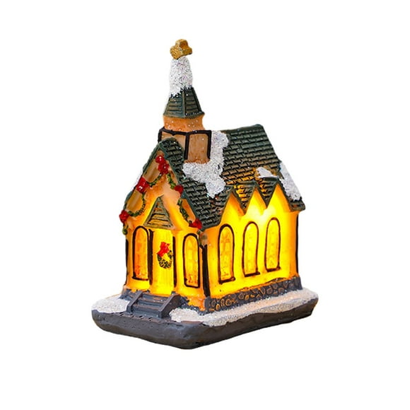 AMERTEER Christmas Village LED Lighted Christmas Village Houses with Figurines  Christmas Village Collection Indoor Room Decor - Collectible Buildings