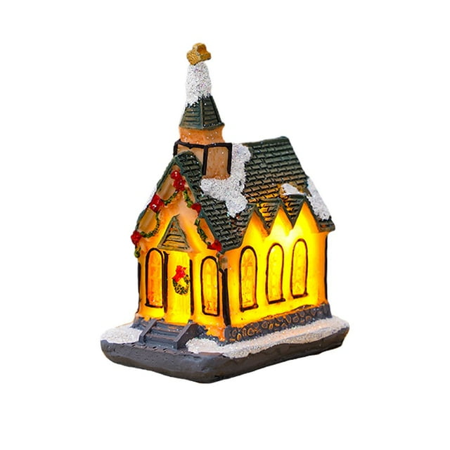 Christmas Village Village de Noël Maisons de Village de Noël Éclairées à DEL avec Figurines Collection Déco de Pièce Intérieure - Bâtiments de Collection