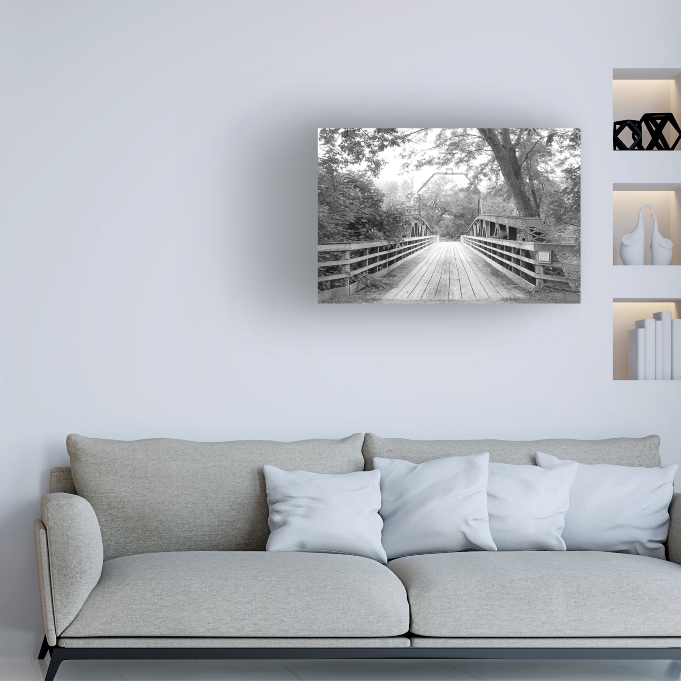 Canvas Wall Art - Jean Plout 'Old Bridge A' Wall Art for Living Room, Bedroom, or Office Décor by Trademark Fine Art - 47 x 30 Inches