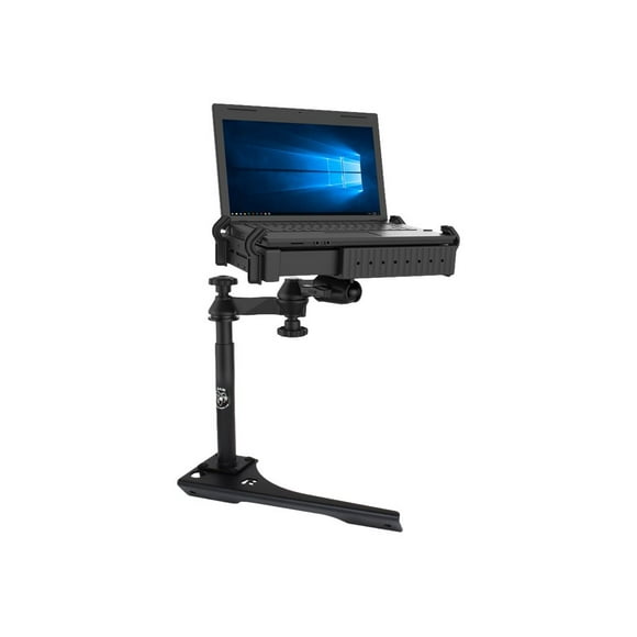 RAM No-Drill Laptop Mount RAM-VB-186ST1-SW1 - Mounting kit (tray, mounting base, dual swing arm, round plate) - for notebook - high-strength composite, powder-coated steel - screen size: 10"-16" - passenger-side car under seat