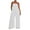 White, variant on Women's Fall Jumpsuit, Solid Color High Waist Pleated Pocket Wide Leg Pants Casual Chiffon Loose Fit Trousers