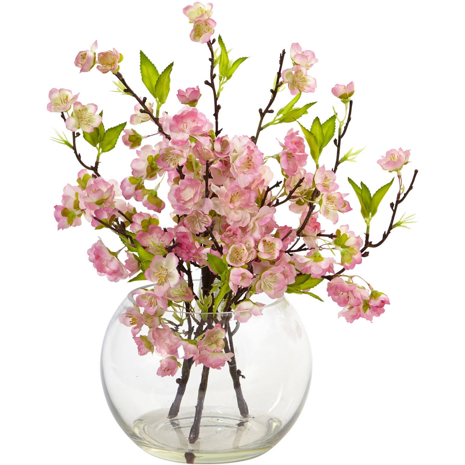 Nearly Natural Pink Cherry Blossom Artificial Flowers in Large Vase -  Walmart.com