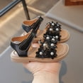 thumbnail image 7 of XIMIN Girls Open-Toe Sandals with Flower Pearl Applique Adjustable Ankle Strap Non-Slip Flat Sole Cute Casual Summer Beach Sandals (Black, 3-3.5 Years), 7 of 7