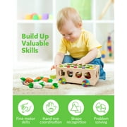 Coogam Montessori Fine Motor Toys for Baby Toddler, Wooden Shape Sorter Carrot Harvest Game for 2 3 4 Year Old