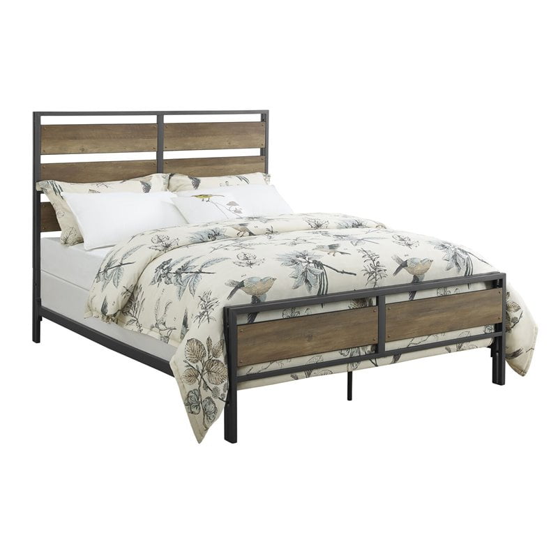 Queen Size Metal And Wood Plank Bed Reclaimed Barnwood Qty