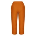 thumbnail image 5 of SELONE Orange Plus Size Workout Clothes for Women Pants Mid Waist Lounge Pants Cropped Trouser Pants Loose Casual Beach Pants Pull on Solid Straight Lightweight Comfy 2XL Breathable Summer Clothes, 5 of 5