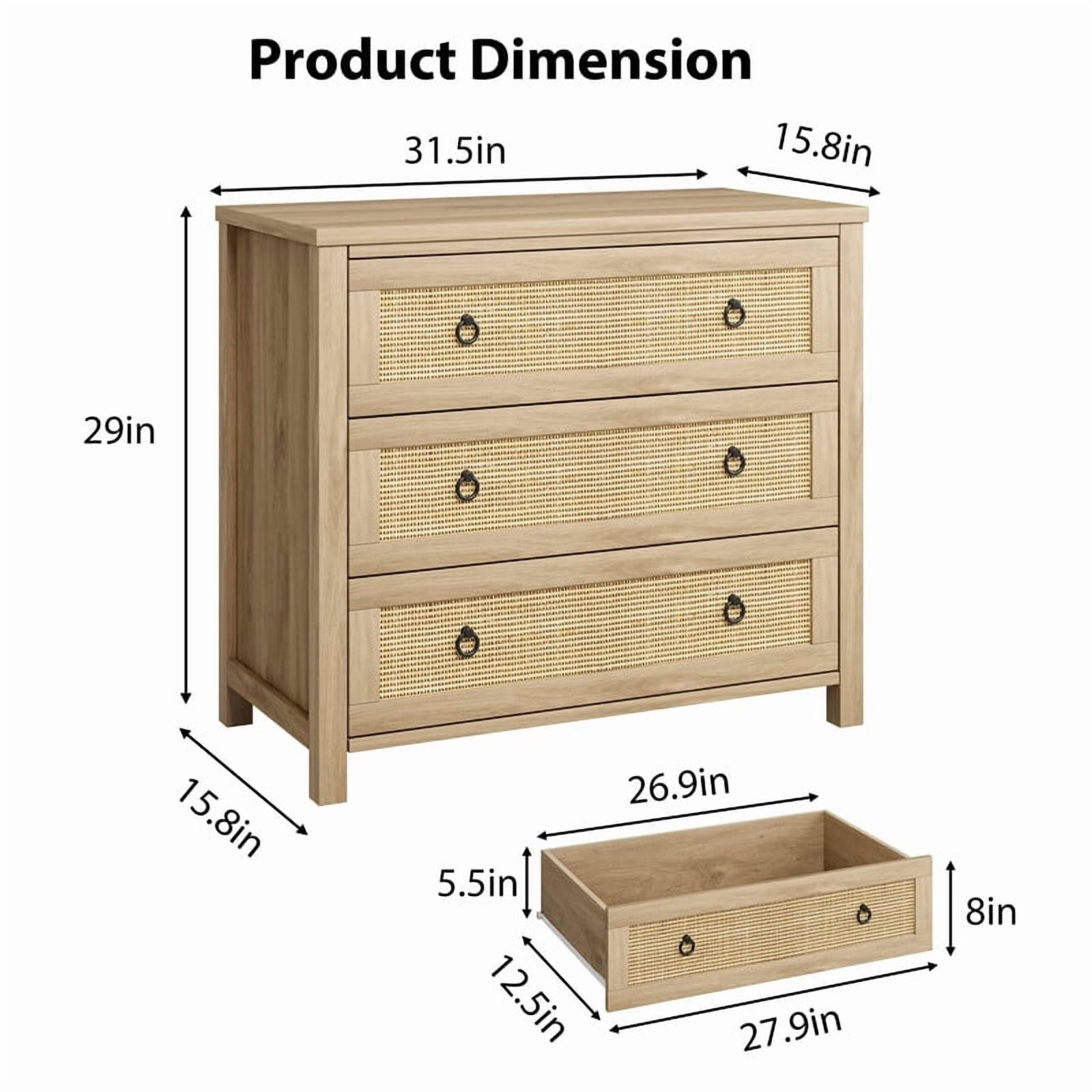 TROPOW 3 Drawer Dresser for Bedroom, Chest of Drawers, Modern Clothes Storage Cabinet & Wood Vertical Drawer Organizer for Living Room, Hallway, Nursery, Brown