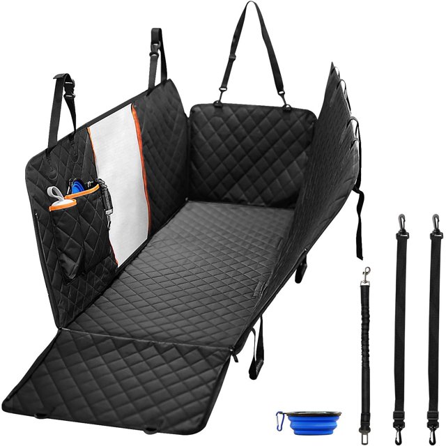 Fundas para asientos de coche para perros, funda para asiento trasero con ventana de visualización, funda impermeable para banco de coche y todoterreno, 150 × 139 cm