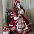 thumbnail image 3 of KOSAHIKI-vestido de Navidad Lolita para mujer, ropa Kawaii con volantes de encaje, de manga larga, a cuadros de princesa roja, 2024, 3 of 5