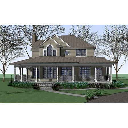 TheHouseDesigners-7401 Construction-Ready Country House Plan with Slab Foundation (5 Printed