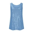 thumbnail image 4 of ZQGJB Plus Size Womens Summer Fashion Sequin Tops Loose Fit Casual Scoop Neck Sequin Sparkle Shimmer Sleeveless Tanks Tops Blouses Sky Blue XXXXL, 4 of 6