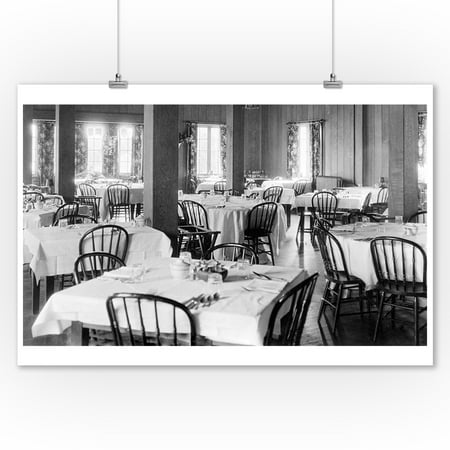 Photo Dining Room - Lake Quinault, WA View of Lodge Dining Room Photograph (9x12 Art Print, Wall Decor Travel Poster)