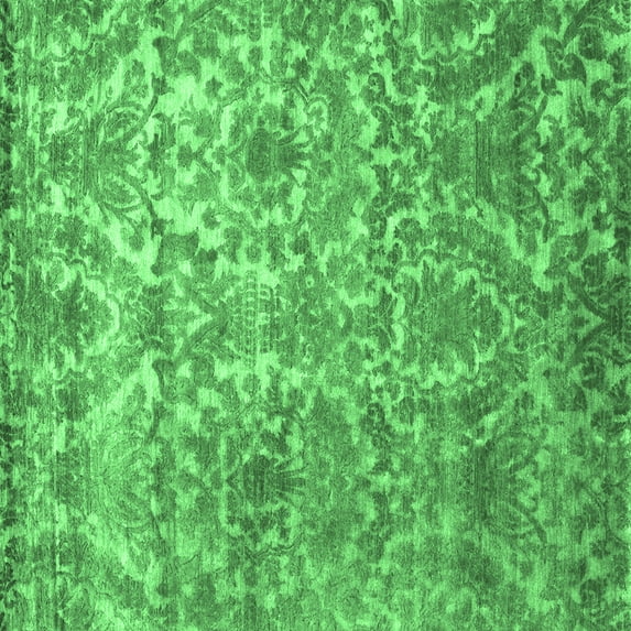 Ahgly Company Indoor Square Abstract Emerald Green Contemporary Area Rugs, 8' Square
