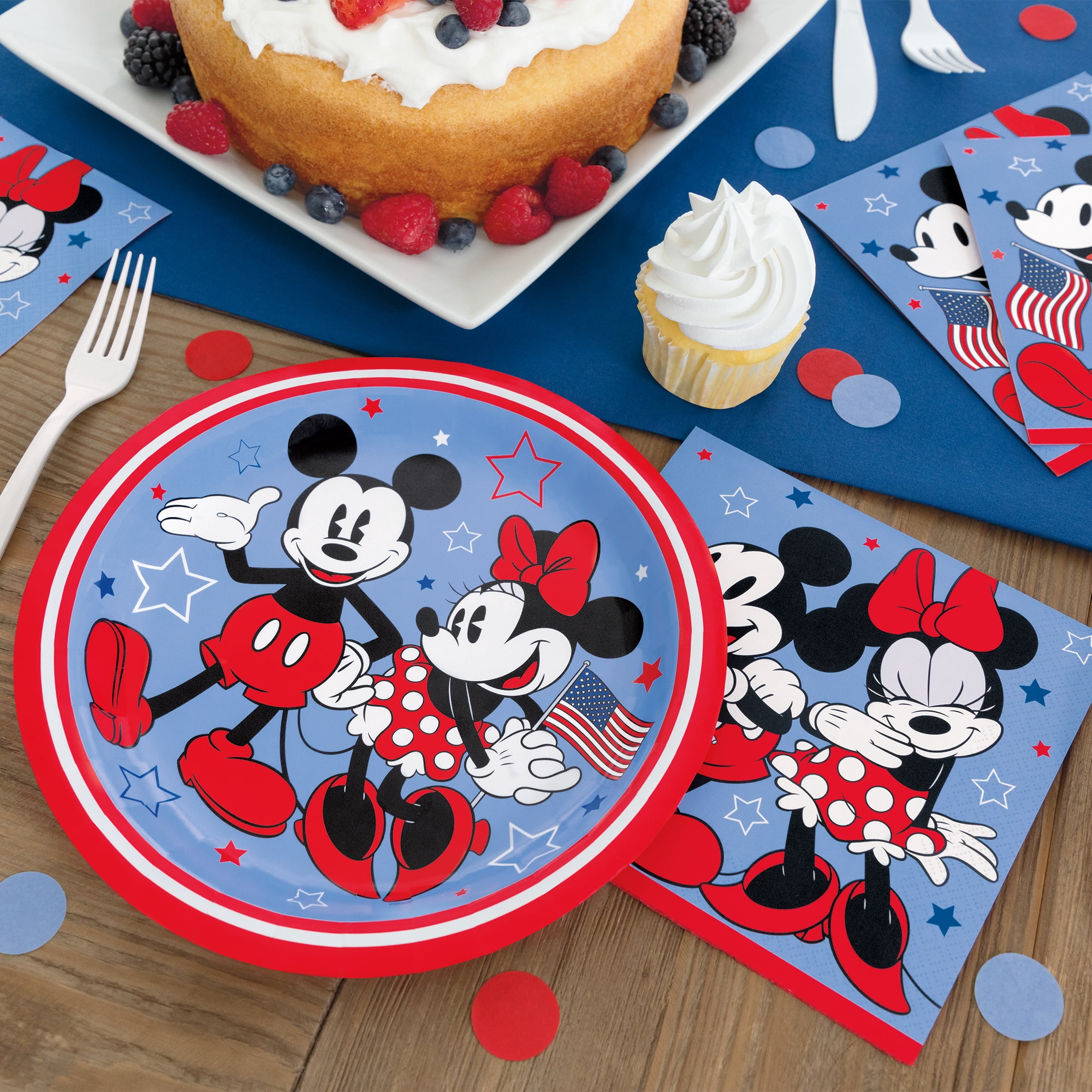 Mickey & Minnie Patriotic Paper Dinner Plates, 9in, 10ct