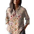 thumbnail image 3 of YLHFASHION Chemise en Coton à Manches Longues Imprimé Floral Rétro pour Femmes, Confortable, Décontractée, 3 of 3