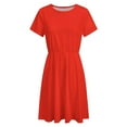 thumbnail image 4 of Pure Red Sundress Short Sleeve Dress Summer Women Clothes Dress for Women Dresses, 4 of 7