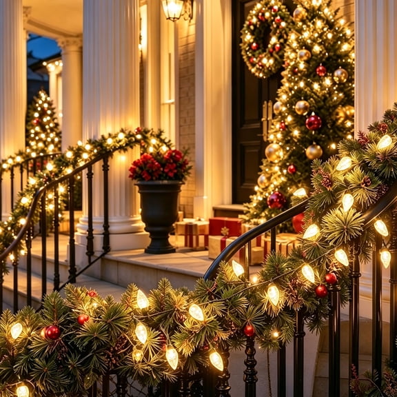 Solar Christmas String Lights, 5M 20 LED C6 Pinecone Lights with 8 Modes, Outdoor Waterproof Holiday Decor Lights