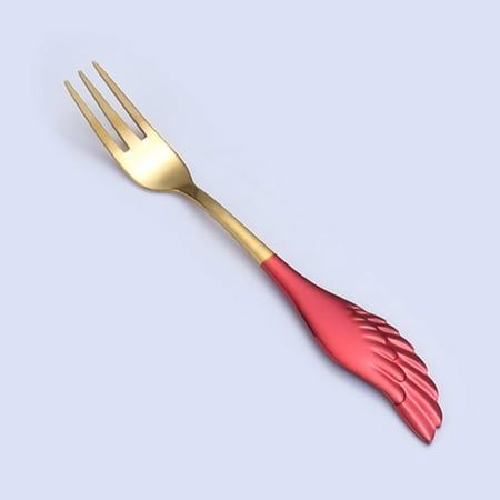 

Stainless Steel Forks And Spoons Decorated With Angel Pattern Cutlery Set Mixed Color Fork Spoon Handle Dessert Fruit Fork Coffee Spoon Family Party