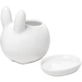 thumbnail image 4 of Decorative Bunny Rabbit Design White Mini Ceramic Plant Flower Pot Succulent Planter W/Saucer, 4 of 5