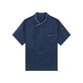 thumbnail image 5 of inhzoy Men's Chef Uniform Short/Long Sleeve Chef Jacket Button Down Hotel Kitchen Canteen Work Wear Blue Short Sleeve 3XL, 5 of 10