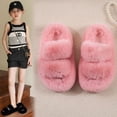 thumbnail image 2 of Pantuflas mullidas para niñas, pantuflas para uso exterior, sandalias de princesa de moda para niñas, pantuflas de algodón de felpa a la moda, 2 of 6