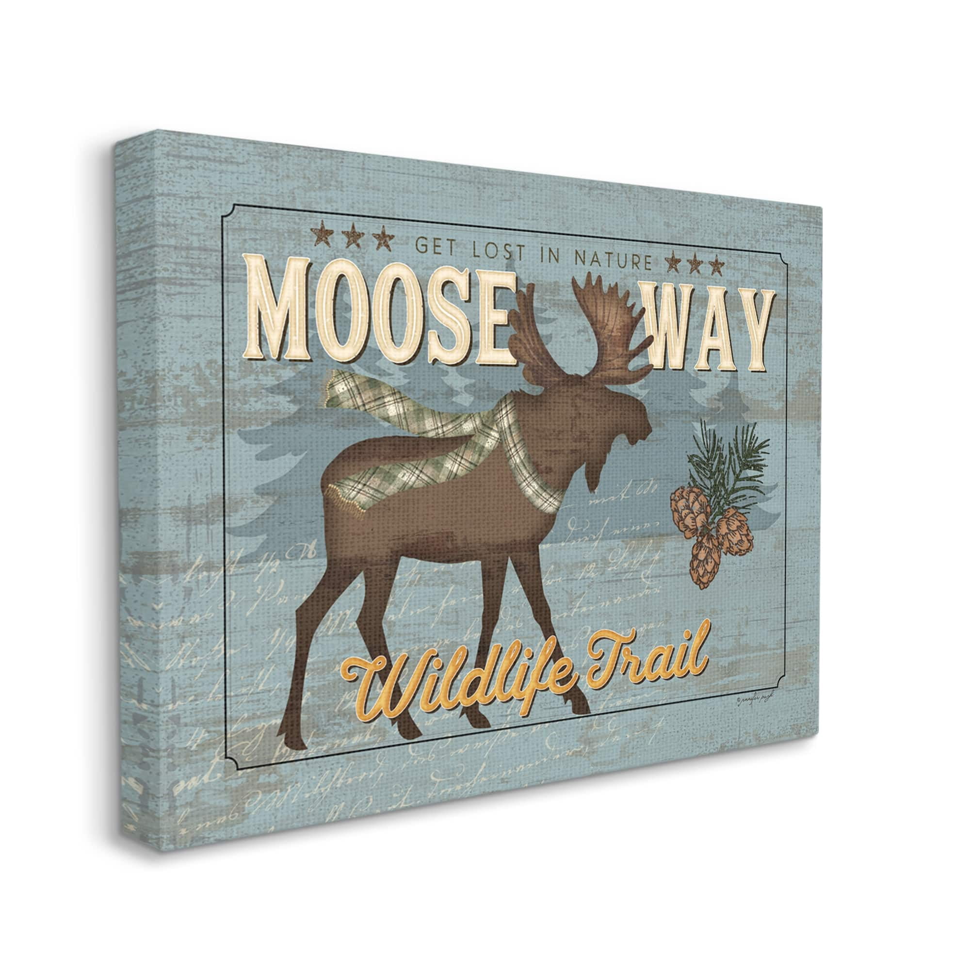 Stupell Moose Way Wildlife Trail Rustic Animals & Insects Painting Gallery Wrapped Canvas Print Wall Art