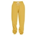 thumbnail image 4 of WTXUE Sweatpants, Scrub Pants Women's Solid Color Casual Sports Tie Up Waist with Sweater Material Pants, Slacks Pantalones De Mujer, Yellow, 4 of 4