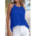 thumbnail image 6 of Womens Pleated Tank Tops Spaghetti Strap Camisole Halter Tops Curved Hem Fashion 2025 Blue M, 6 of 7