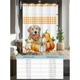 thumbnail image 6 of No Hook Cloth Fabric Shower Curtain with Snap in Liner, Pumpkins Thanksgiving Waterproof Shower Curtains Set with See Through Top Window, Fall Orange Plaid Dog Farmhouse Bath Curtains Shower 72"x84", 6 of 6