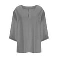 thumbnail image 3 of TKLPEHG Women 3/4 Sleeve Tees V-Neck Oversized T-shirt Comfy Casual Loose Solid Color Graphic Tee 3/4 Sleeve T Shirts Summer Fashion Blouses (Gray,XXXXL), 3 of 6