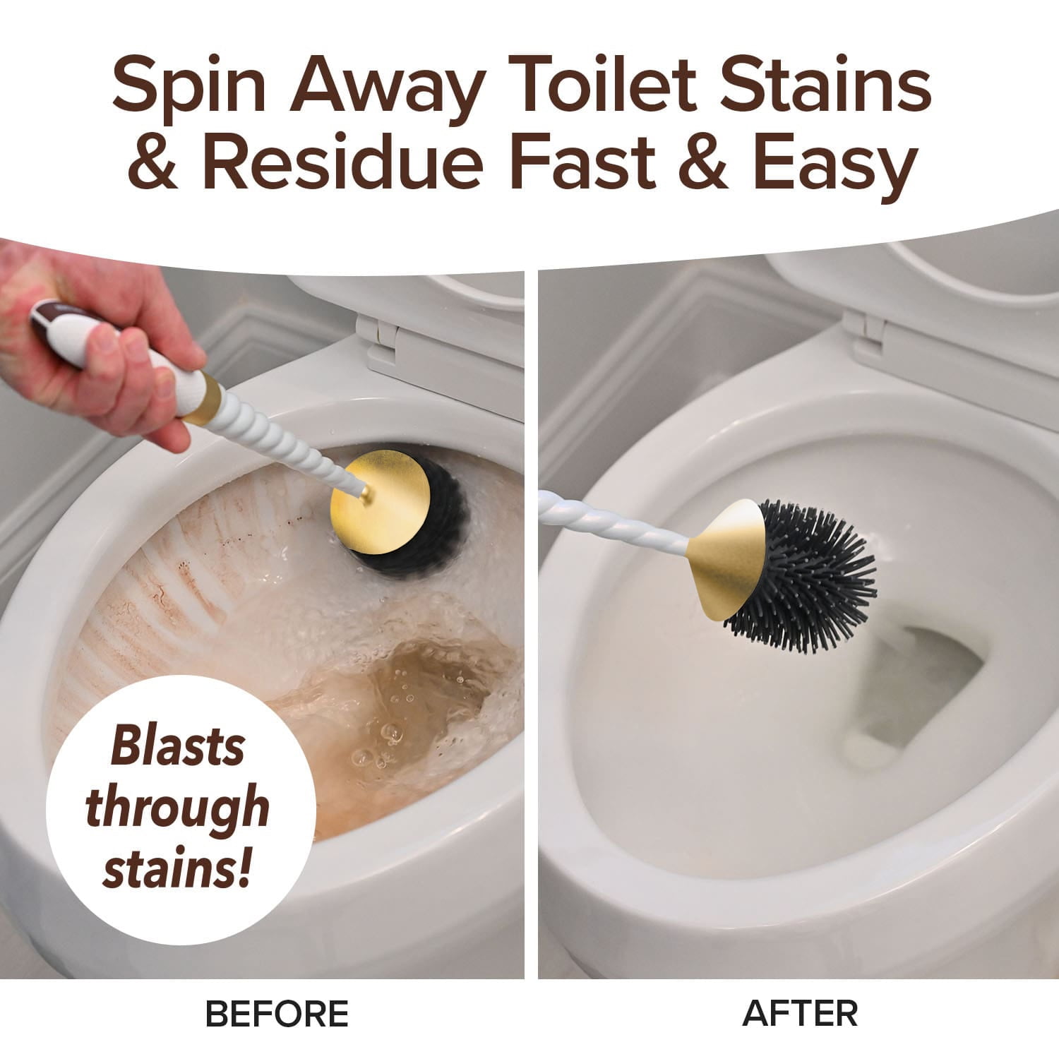 Horsepower Original, AS SEEN ON TV, Motorized Toilet Brush, Powerful Spinning Action, 360 Degree Cleaning Power, Flexible Silicone Bristles, Eliminate Stains & Residue, No Scrubbing,Rechargeable