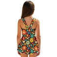 thumbnail image 2 of Xixirimido Retro 60s 70s Hippie Flower Print Girls Swimsuits One Piece Sleeveless Swimwear with Skirt Modest Bathing Suit with Built-in Shorts Beach Vacation Swim Dress, 8-9 Years, 2 of 7