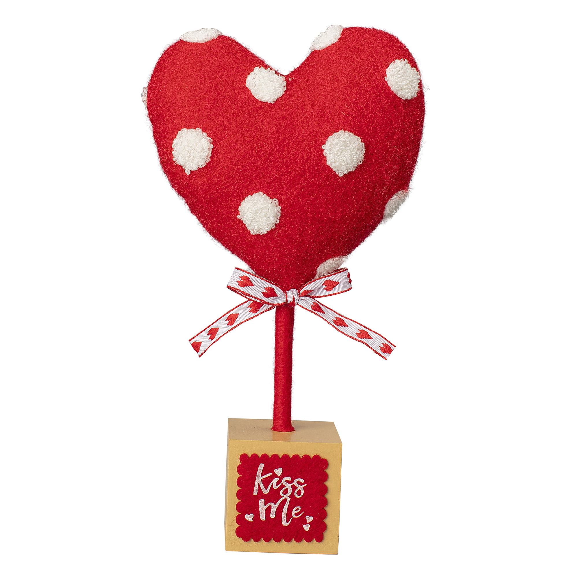 WAY TO CELEBRATE! Way to Celebrate Valentine's Day Large Red Fabric Heart Tabletop Decoration, 9.5" Tall