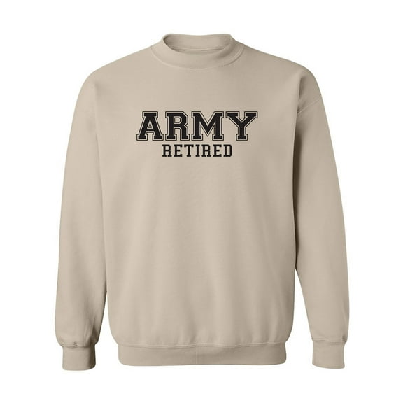 Army Retired Military Style Crewneck Sweatshirt in Sand
