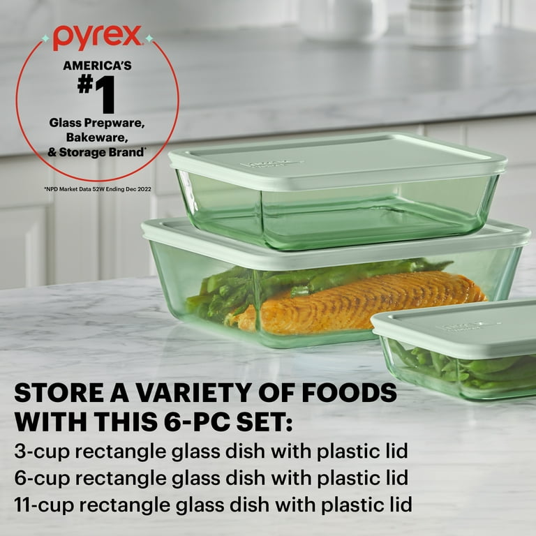 Pyrex Simply Store Tinted 6-piece Rectangular Glass Storage Set