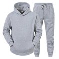 thumbnail image 4 of 2Pcs/Set Long Sleeve Elastic Waist Mid-rise Thickened Sportswear Set Men Winter Solid Color Pockets, 4 of 5