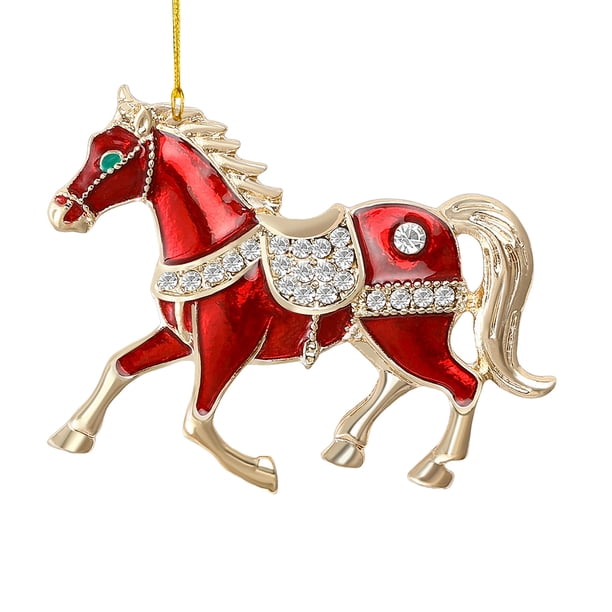 Adornos navideños con forma de caballo Decoración colgante con brillantes en forma de caballo Adorno acrílico para el árbol de Navidad para fiestas de invierno y Navidad Decoración para el hogar