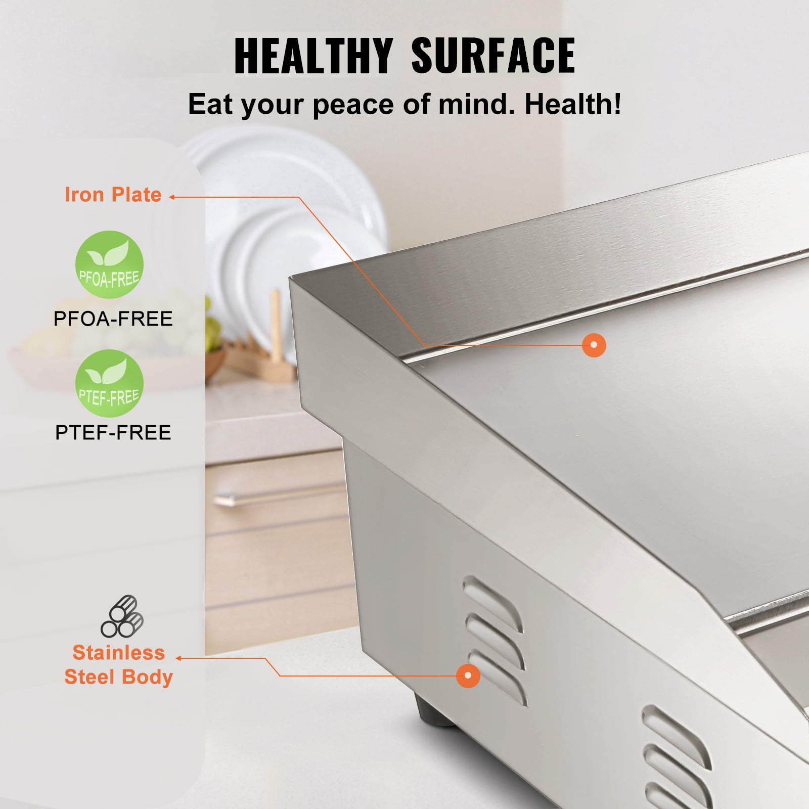 KFFKFF 21" Commercial Electric Countertop Griddle Flat Top Grill Hot Plate 1600W
