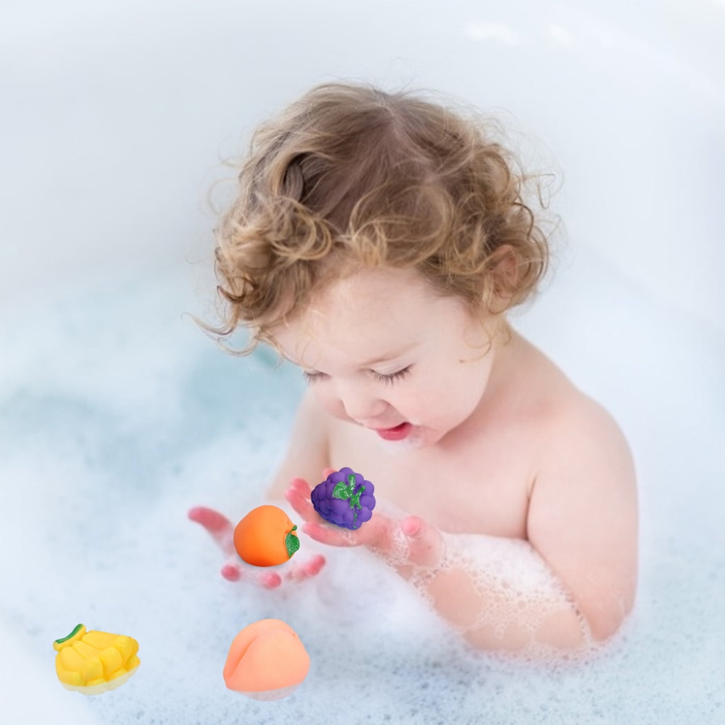 6PCS Bath Toy Set Assorted Fruit Bathtub Toy Shower Toy Squeaky