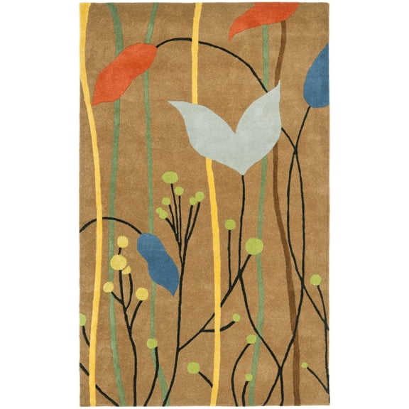 SAFAVIEH Soho Jordan Floral Wool Area Rug, Brown/Multi, 5' x 8'