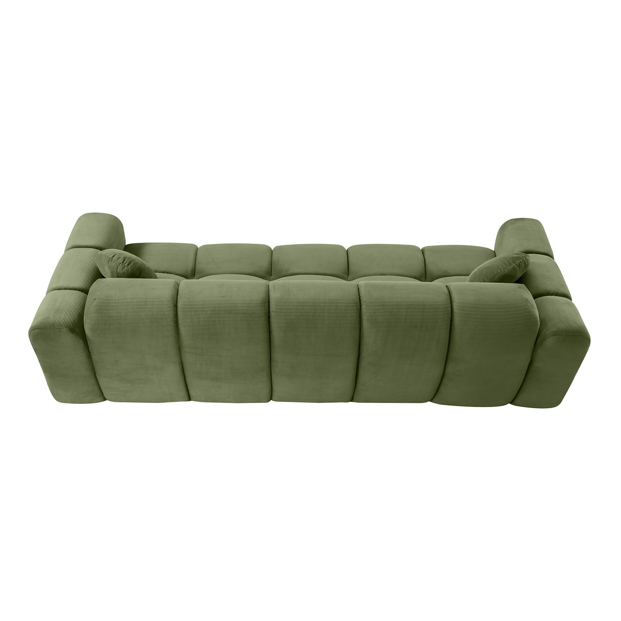 AENKYO 98" Corduroy Cloud Puff Sofa, Modern 4-Seater Bubble Block Couch, No Assembly, Sage Green