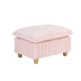 thumbnail image 7 of 36" Small Chaise Lounge Indoor, Modern Corduroy Sleeper Chair with Ottoman and Armrests, Single Sofa Chair with Thick Cushion for Living Room, Pink, 7 of 7