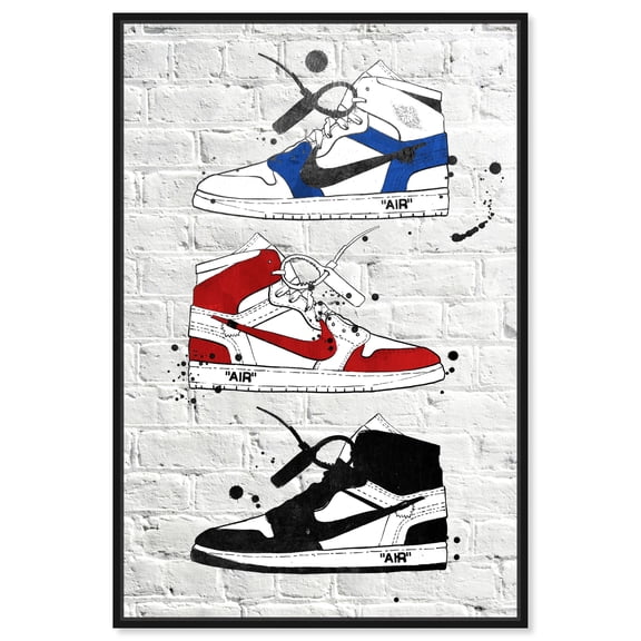 Primary Sneaker Collection Urban Style Canvas Wall Art by Notoriart, Black Floater Frame, 10"x15"