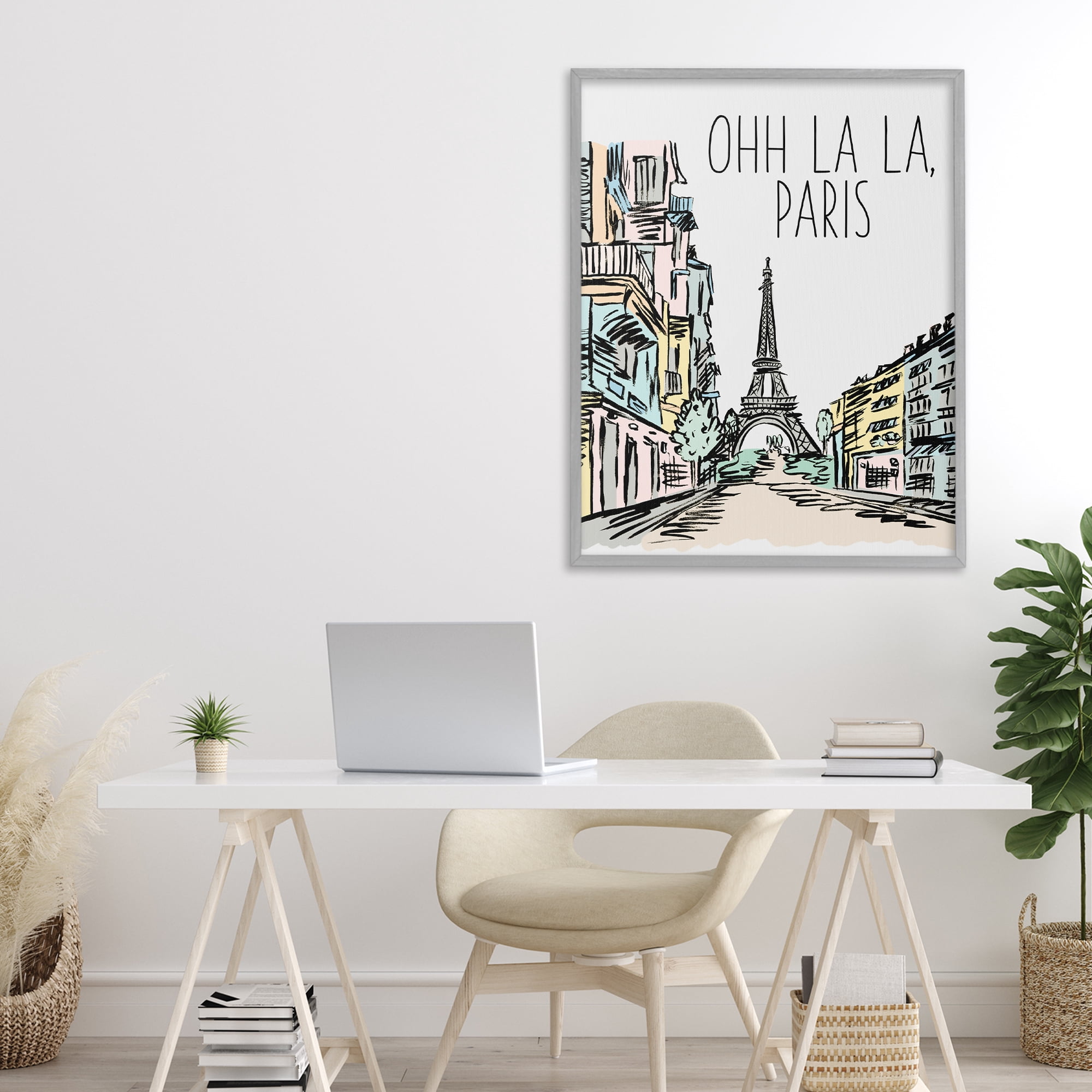 Stupell Industries Ohh La La Paris Gray Framed Giclee Art, design by Elizabeth Medley