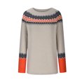 thumbnail image 4 of CALAFEBILA Vintage Style Knitted Sweater for Women,Juniors Fall Long Sleeve Crew Neck Loose Casual Versatile Jumper Tops, 4 of 6