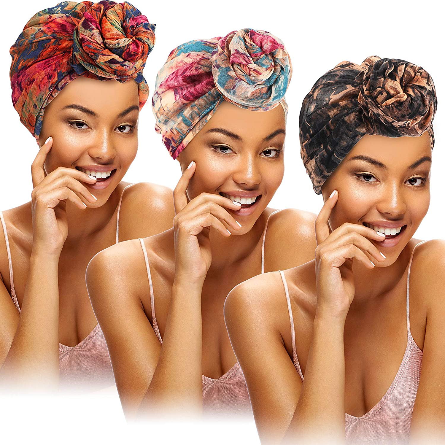 3 Pieces Women Head Wrap Scarf African Head Wrap For Women Tie Dye Headwrap  African Turban Head Wrap Pre-Tied Hair Scarf for Women | Walmart Canada