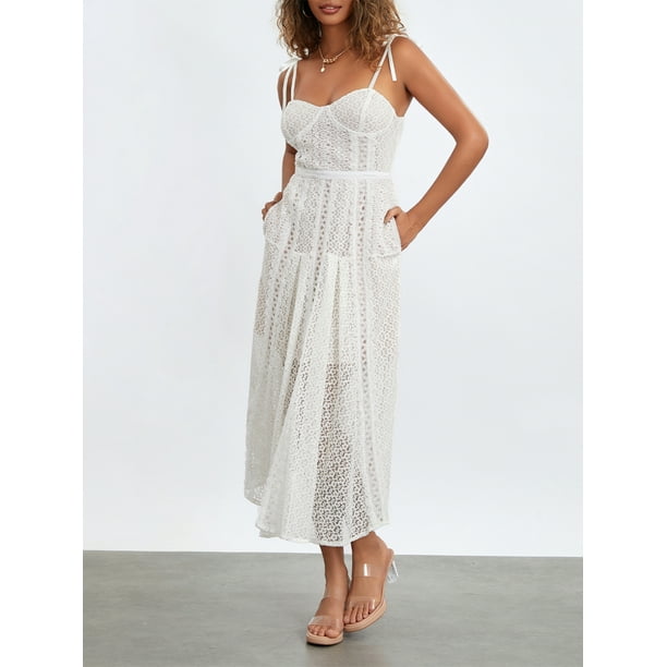 chinese dress ladies Lace Sleeve Cup Detail Midi Dress